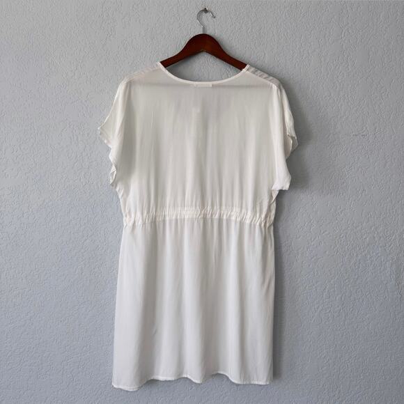 Ekouer White Short Sleeve Swim Coverup Dress SIze Large - Picture 2 of 5